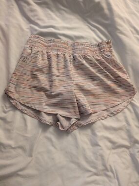 Women's DSG White Striped Athletic Shorts - Pastel Multicolor